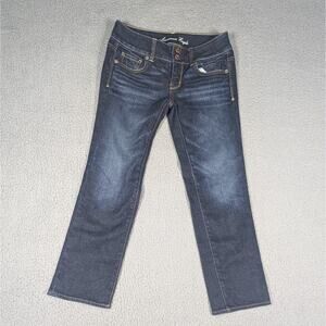 American Eagle Jeans Artist Crop Womens Size 0 Dark Blue Low Rise 2010s